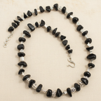 Black Onyx-Inspired Stone & Metal Charms Statement Necklace