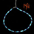 Minimalist Bead and Metal Pieces Necklace : Light Blue, Navy Blue