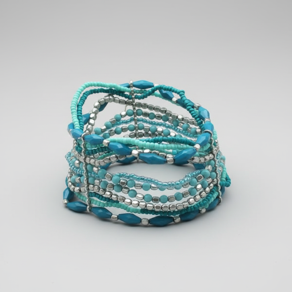 Multiple Shades of Blue Beaded Bracelet