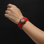 Tibetan Stonework Beaded Bracelet : Red (Round)