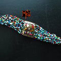 Tibetan Stonework Beaded Bracelet : Multicolor (Square)
