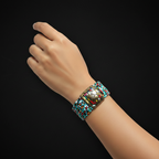 Tibetan Stonework Beaded Bracelet : Multicolor (Square)