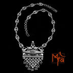 Double Peacock Motif Pure Silver Necklace