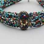 Tibetan Stonework Beaded Bracelet : Multicolor (Oval)