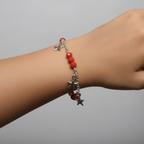 Orange Crystal Bracelet with Flower Charms