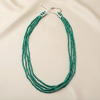 Layered Pipe Beaded Statement Necklace (Sea Green)