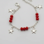 Orange Crystal Bracelet with Flower Charms