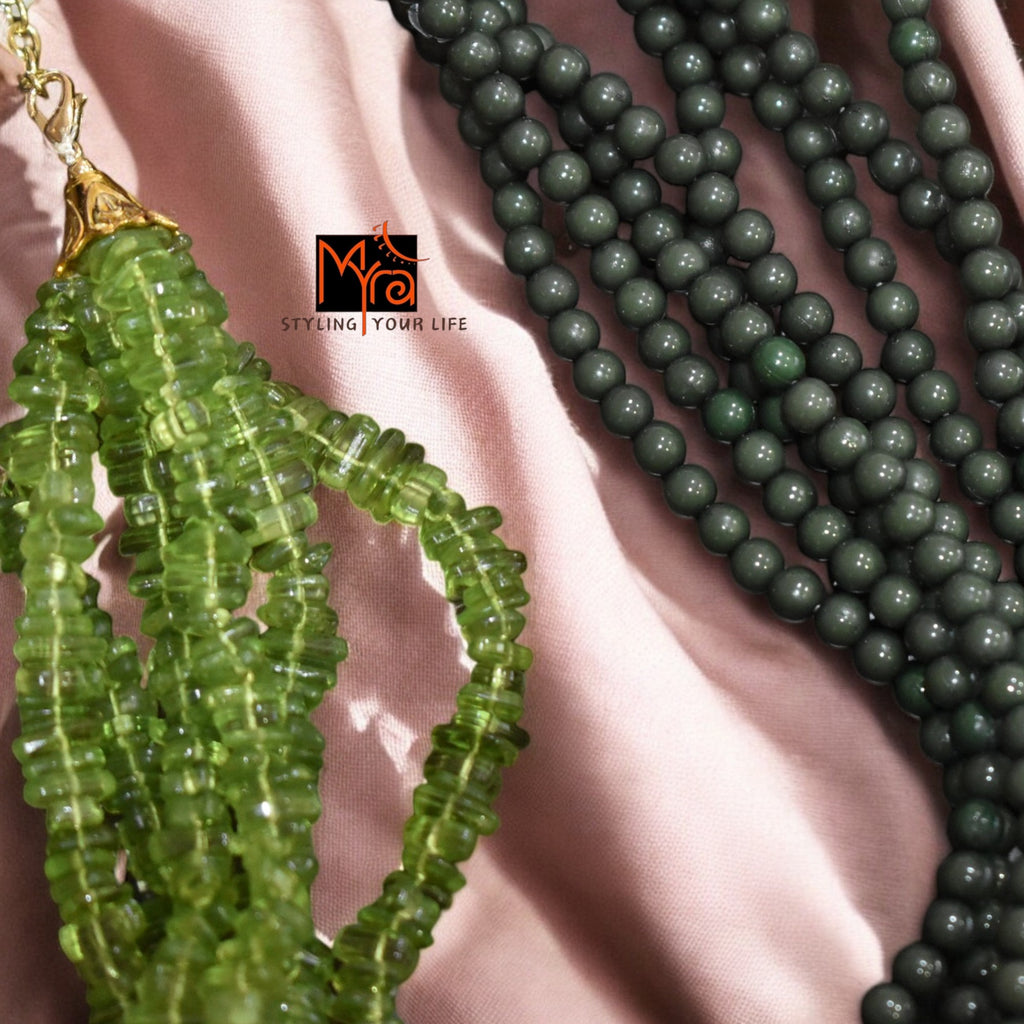 Verdant Vibes: Green Bead Layered Neckace