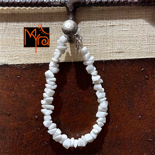 Uncut Stone Bracelet : Milky White