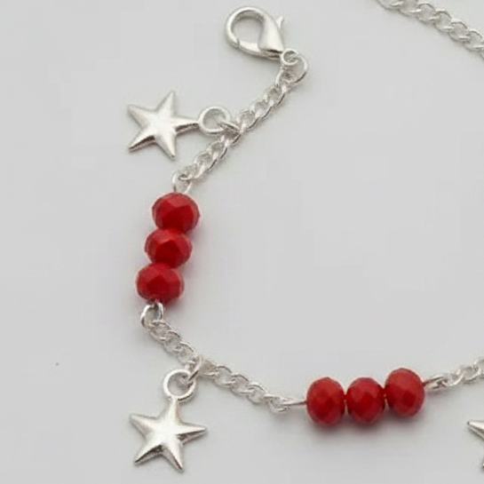 Orange Crystal Bracelet with Flower Charms