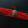 Tibetan Stonework Beaded Bracelet : Red (Oval)