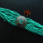 Tibetan Stonework Beaded Bracelet : Turquoise (Round)