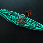 Tibetan Stonework Beaded Bracelet : Turquoise (Oval)