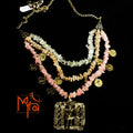 Shades of Pink Uncut Stone Necklace with Dokra Locket : Musician