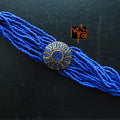 Tibetan Stonework Beaded Bracelet : Navy Blue