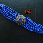 Tibetan Stonework Beaded Bracelet : Navy Blue