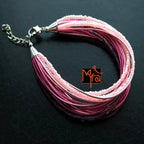 Bunch of Assorted Beaded Bracelet : Pink