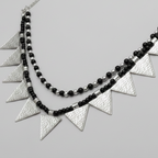 Triangle Charm Two Layer Necklace : Black
