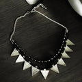 Triangle Charm Two Layer Necklace : Black