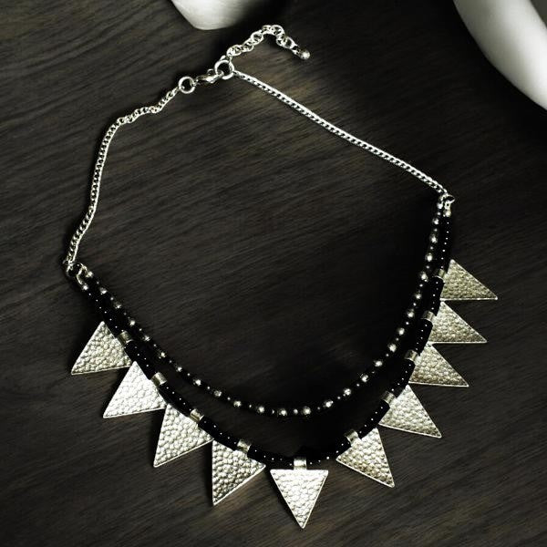 Triangle Charm Two Layer Necklace : Black