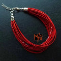 Bunch of Assorted Beaded Bracelet : Red