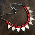 Triangle Charm Two Layer Necklace : Red