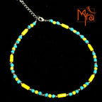 Minimalist Bead and Metal Pieces Necklace : Yellow, Turquoise