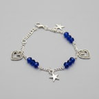 Navy Blue Crystal Bracelet with Star & Heart Charms