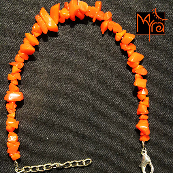 Bright Orange Uncut Stone Bracelet