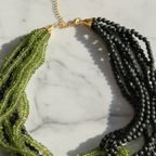 Verdant Vibes: Green Bead Layered Neckace