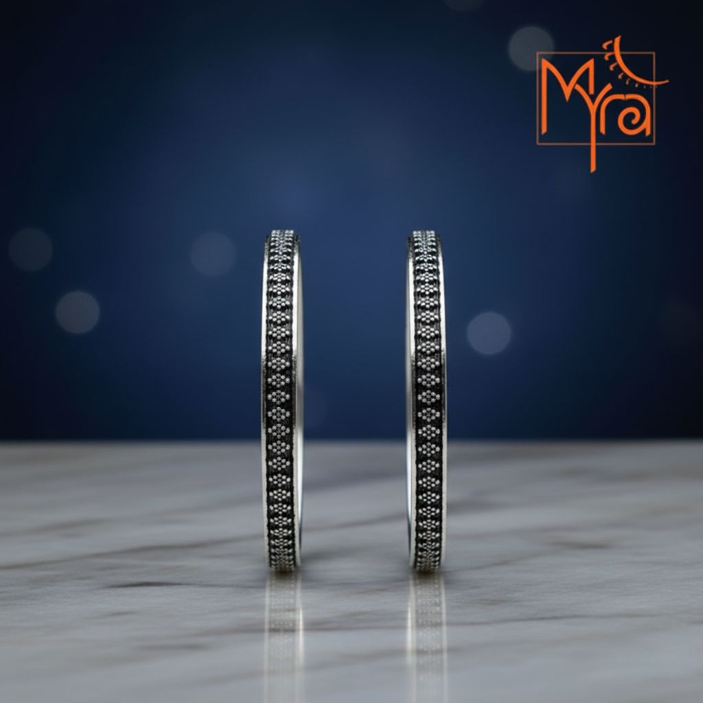 Pure Silver Bangle : (Size 24)