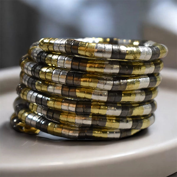 Snake Pattern Spring Bracelet : Triple Color