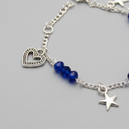 Navy Blue Crystal Bracelet with Star & Heart Charms