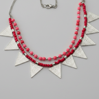 Triangle Charm Two Layer Necklace : Pink