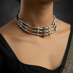 Circle within Circle Pattern Choker : Silver