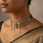 Three Layer Light Metal Choker : Silver