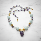 Amethyst-Inspired Gold-Toned Statement Necklace