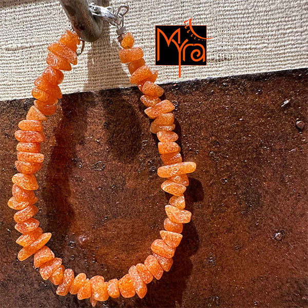 Uncut Stone Bracelet : Apricot Orange