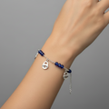 Navy Blue Crystal Bracelet with Lock Charms