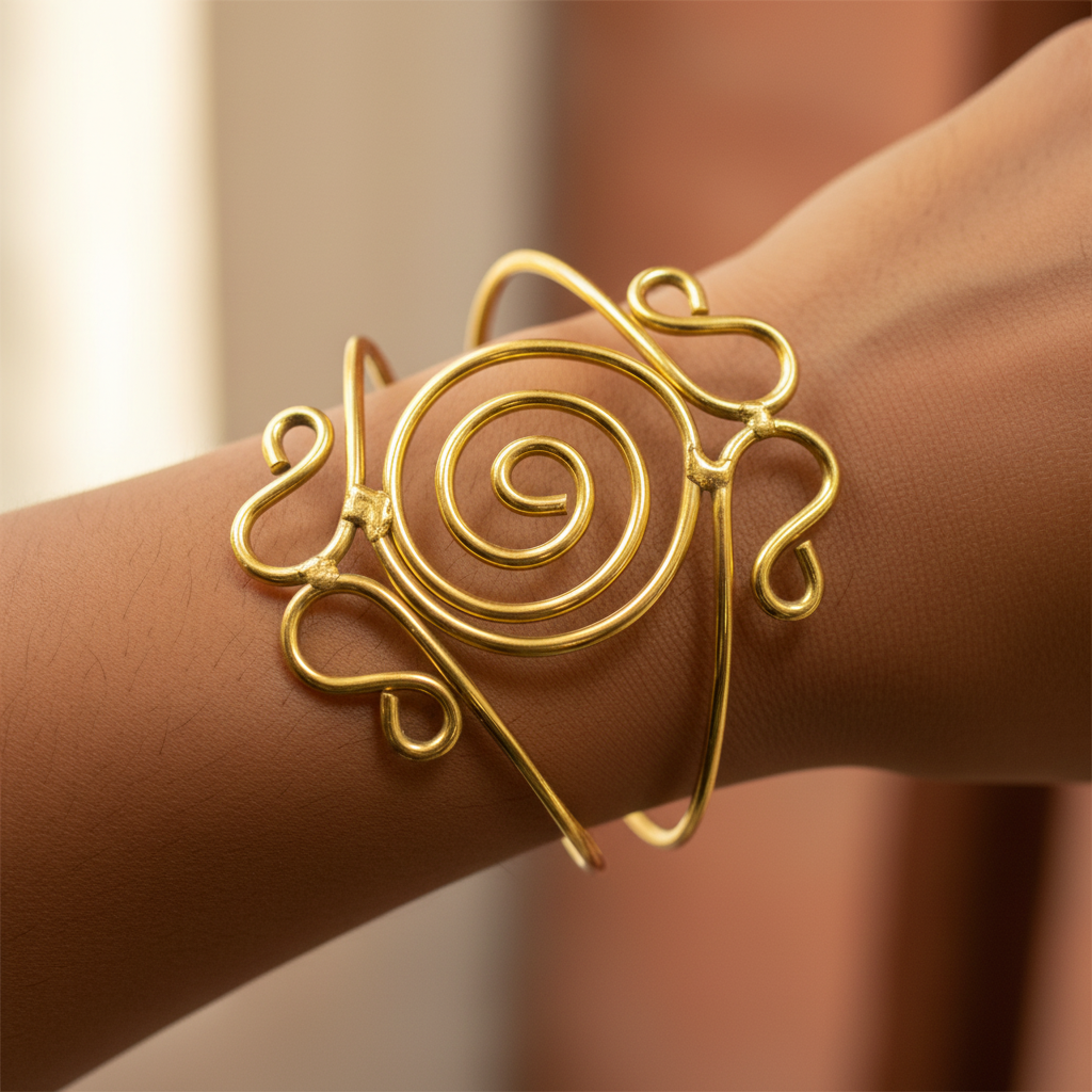 Minimalist Brass Wire Bracelet : Golden