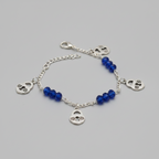 Navy Blue Crystal Bracelet with Lock Charms