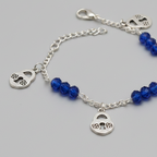Navy Blue Crystal Bracelet with Lock Charms