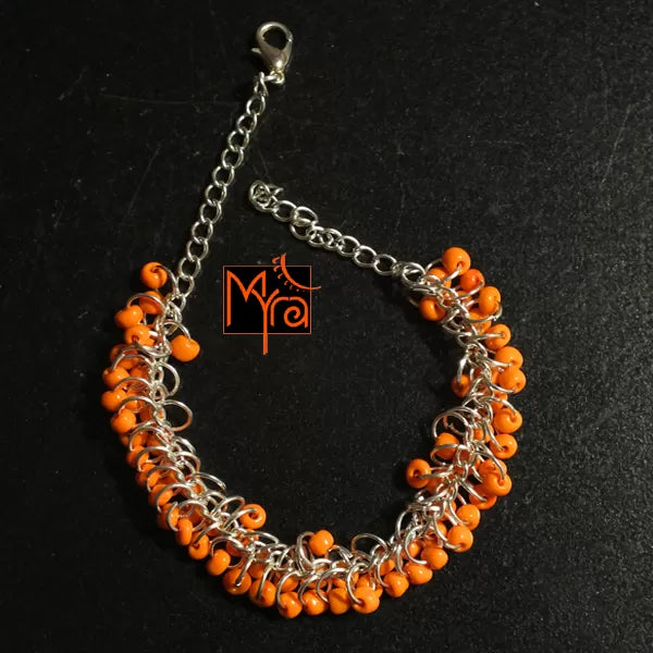 Orange Beaded Bunch Bracelet
