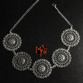 Heavy Metal Flower Pattern Choker : Silver