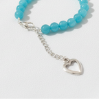 Onyx Stone Bracelet with Heart Charm : Sky Blue