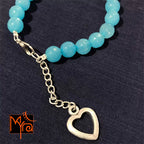 Onyx Stone Bracelet with Heart Charm : Sky Blue