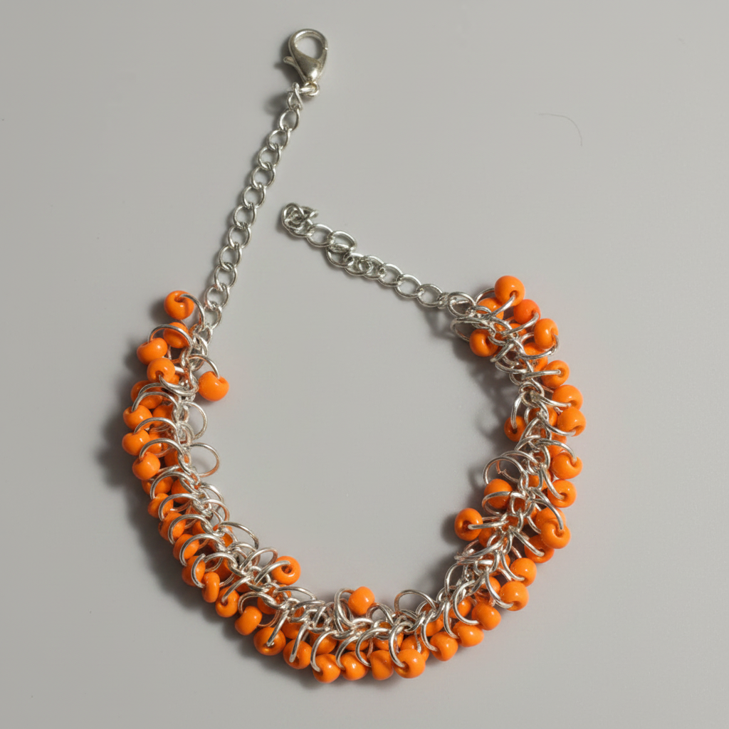 Orange Beaded Bunch Bracelet