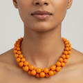 Handmade Woven Beaded Statement Necklace (Mustard Yellow)
