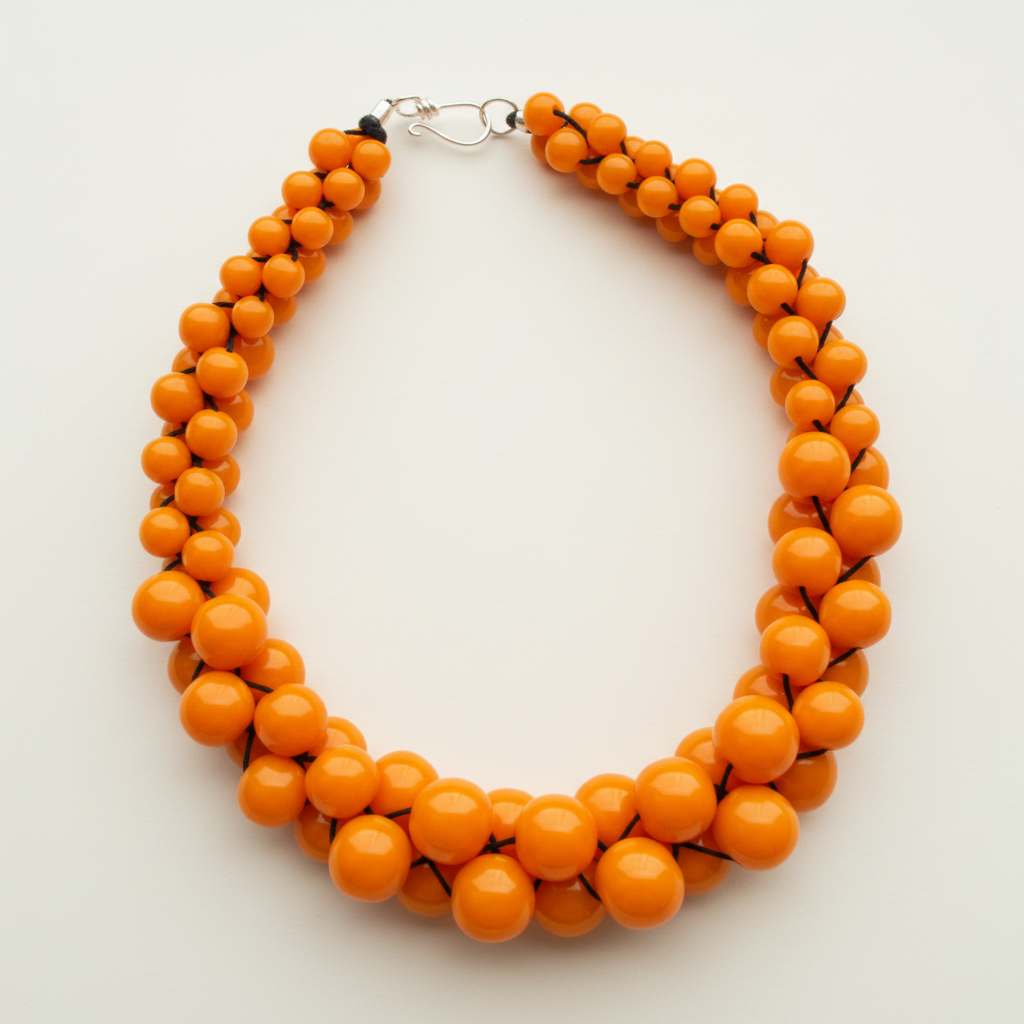 Handmade Woven Beaded Statement Necklace (Mustard Yellow)