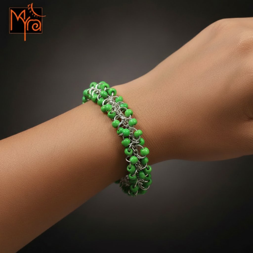 Green Beaded Bunch Bracelet